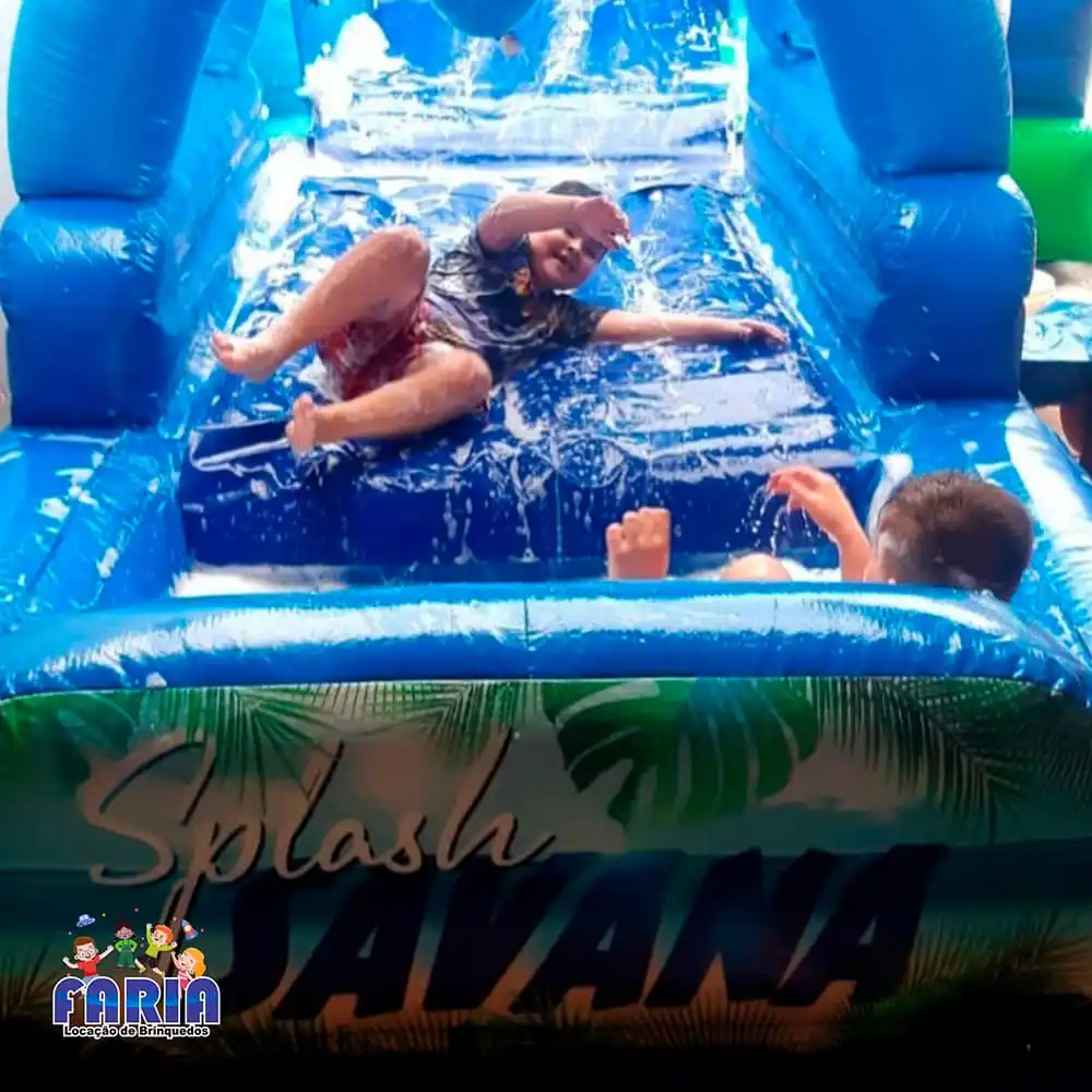 Escorrega Radical Splash Savana Inflável - Faria Brinquedos - Locação de Brinquedos em Cuiabá