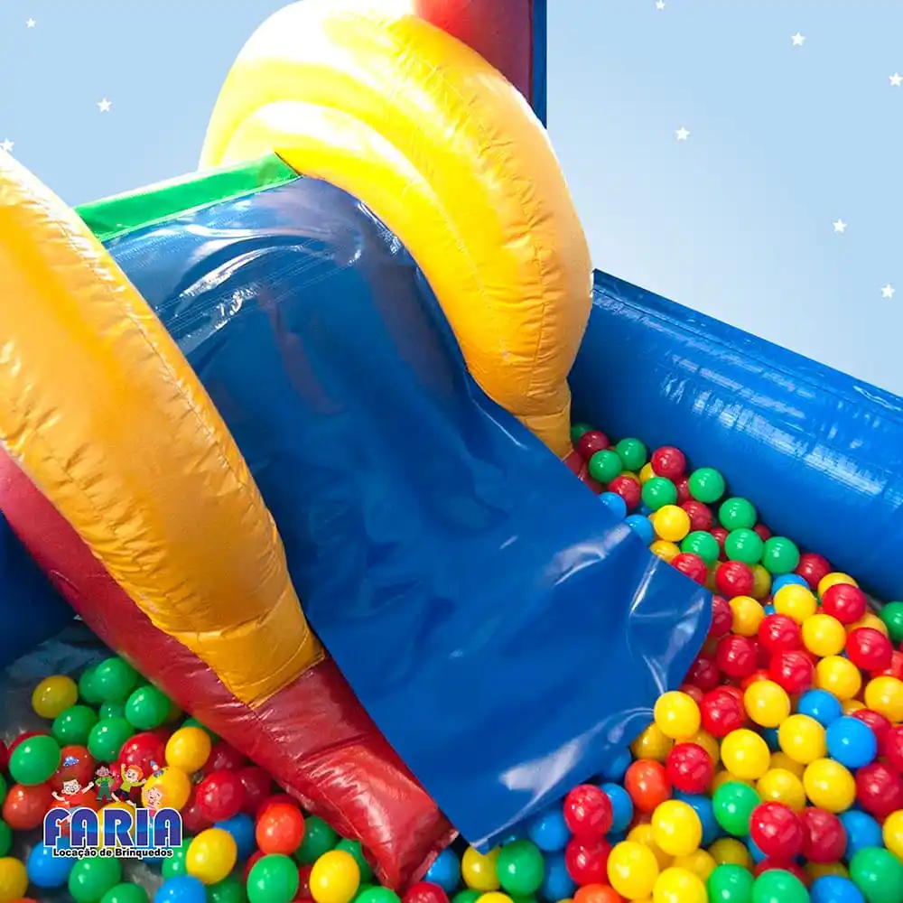 Escorrega com Piscina de Água ou Bolinhas 3 Escorrega com Piscina de Água ou Bolinhas - Faria Brinquedos - Locação de Brinquedos em Cuiabá