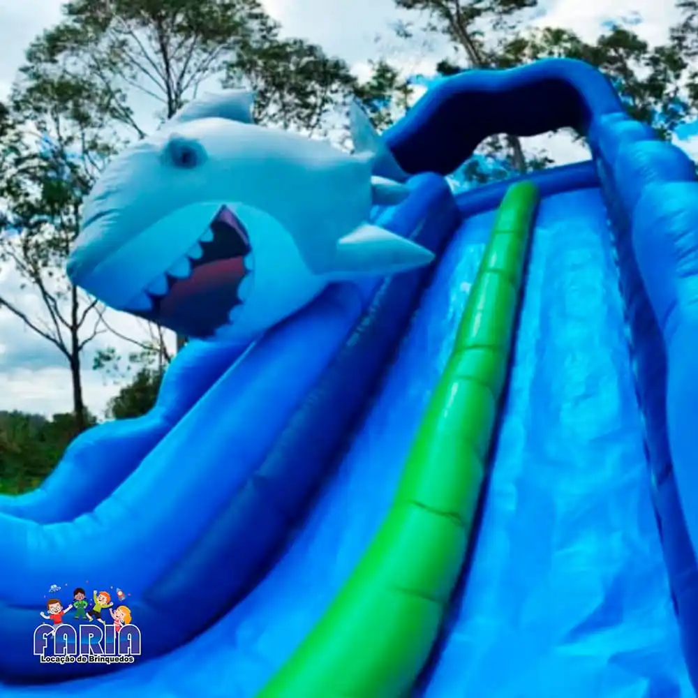 Tobogã Big Shark com Radical Slide Inflável 3 Tobogã Big Shark com Radical Slide Inflável - Faria Brinquedos - Locação de Brinquedos em Cuiabá
